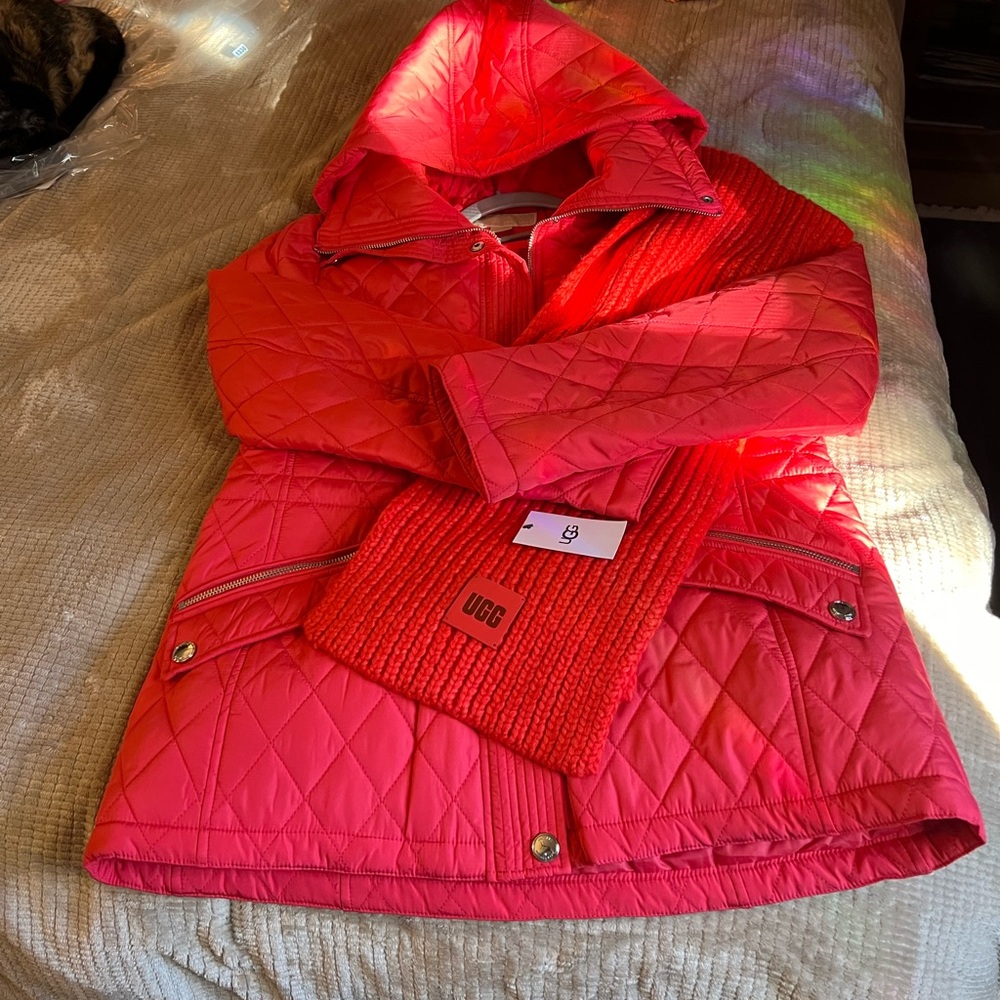 EUC Michael Kors jacket sz L with NWT Ugg scarf